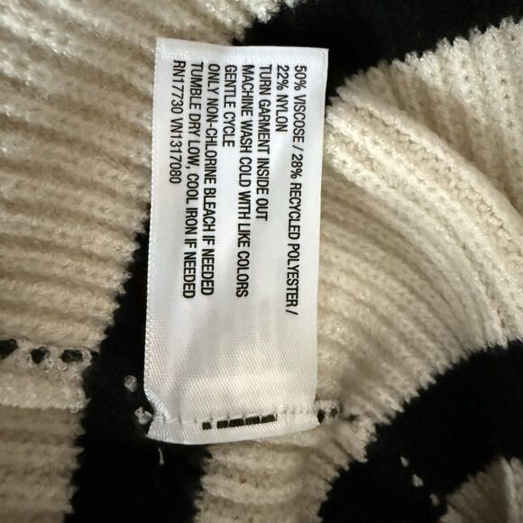 A New Day Pullover Bulky Sweater NWT Cream W/Black Stripe Crew Neck Long Sleeve - Picture 13 of 13